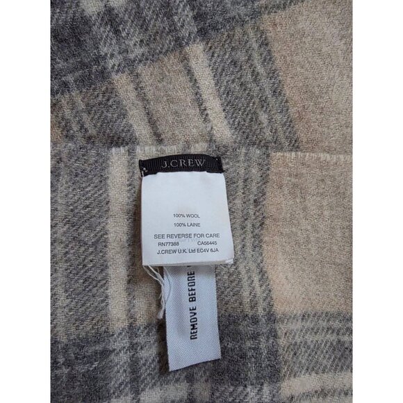 J. Crew Plaid Scarf Wool Wrap Womens Scarf Pom Pom Tassel A001448 - Picture 4 of 10